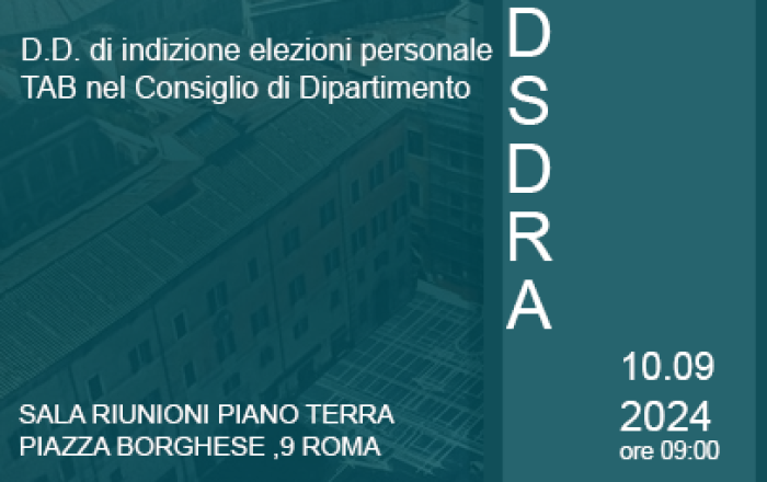 D.D. di indizione elezioni personale TAB nel Consiglio di Dipartimento per il triennio 2024-2027