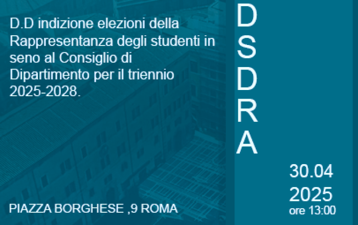D.D. di indizione elezioni rappresentanza degli studenti in seno al Consiglio di Dipartimento per il triennio 2025-2028