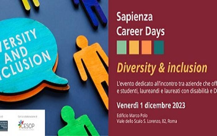 Sapienza Career Days – Diversity & Inclusion: coinvolgiamo i nostri laureandi e laureati